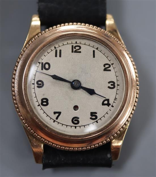 A gentlemans George V 9ct gold Harwood self-winding wrist watch with Arabic dial, case hallmarked for 1928,